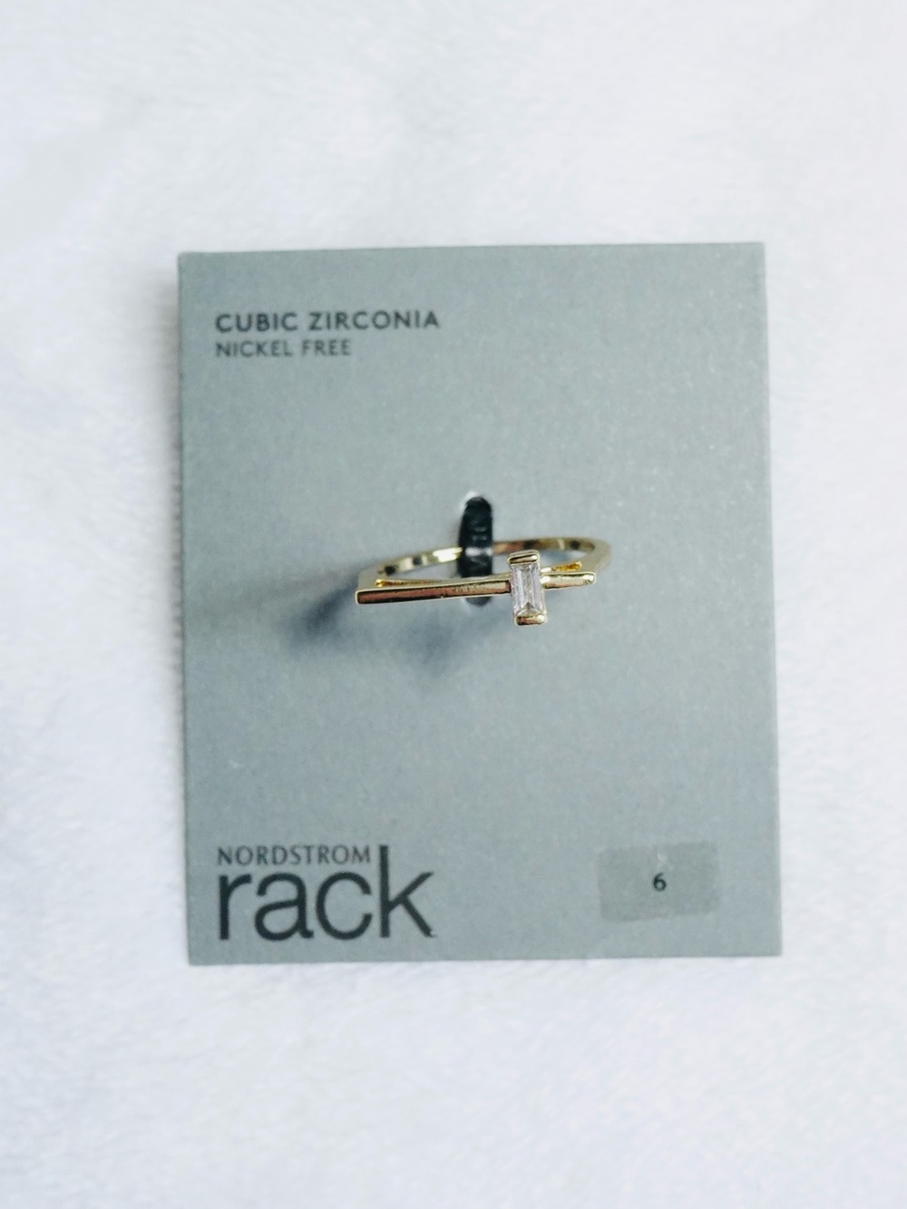 Nordstrom Rack Cubic Zirconia Minimalist Solitaire Bar Ring | Size 6 Nickel Free - Picture 2 of 3